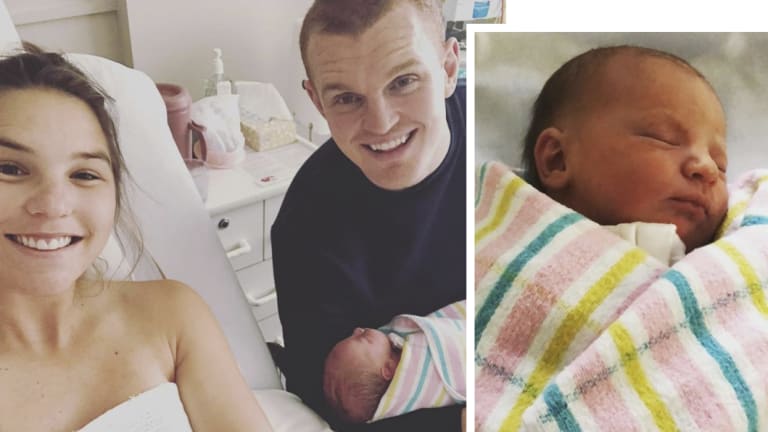 Ex-NRL star Alex McKinnon and his wife Teigan welcomed their first child into the world.