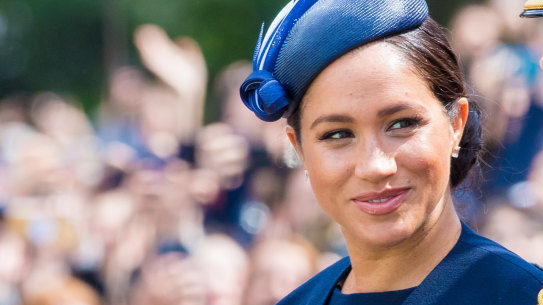 Meghan, Duchess of Sussex, making her first appearance at a public engagement Saturday since the birth of her son, Archie Harrison Mountbatten-Windsor, at the traditional Trooping the Colour, a celebration of the Queen's official birthday. (Photo by DPPA/Sipa USA). Meghan