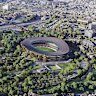 A conceptual render of the Victoria Park stadium released by the government in March.