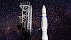 Gilmour Space’s rocket stands on its launchpad.