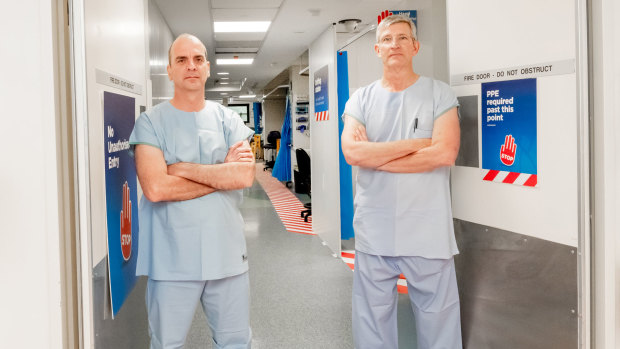 Dr Richard Totaro, left, and Professor Paul Phipps front RPA's COVID-19 ICU.