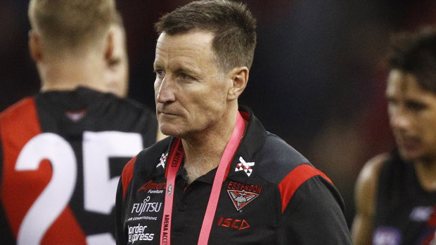 Bombers coach John Worsfold during the side's loss to St Kilda.