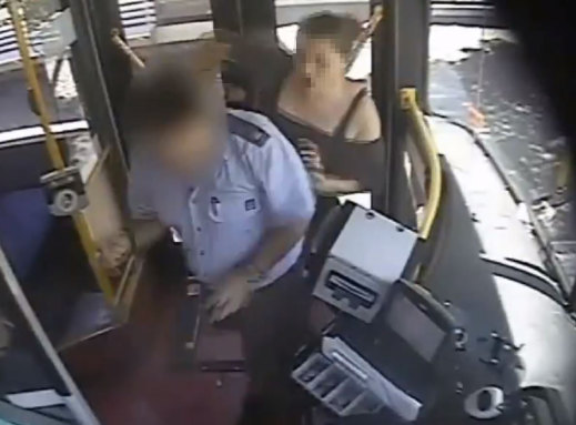 A bus driver is assaulted at work, in a scene released by Queensland Police.