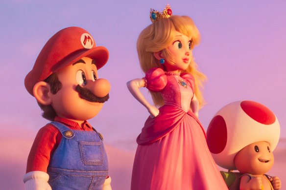 Mario (voiced by Chris Pratt) and Princess Peach (Anya Taylor-Joy) in The Super Mario Bros. Movie.