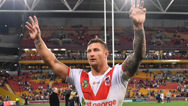 Better times: Tariq Sims was a one man wrecking ball last time he played at Suncorp.