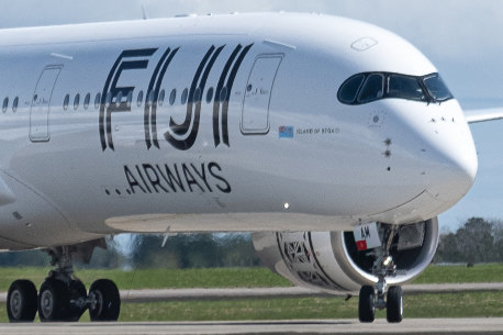 Fiji Airway’s newest Airbus A350 arrives at Nadi Airport earlier this month.