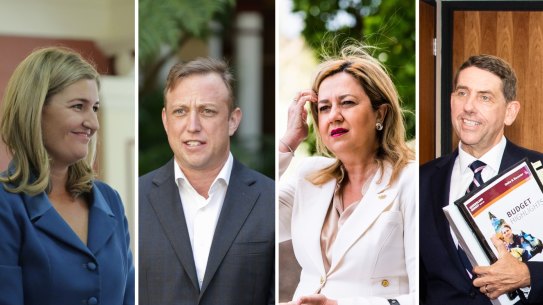 Senior Queensland government members Shannon Fentiman, Steven Miles, Annastacia Palaszczuk and Cameron Dick.