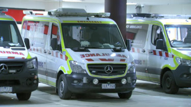 Ambulances ramped outside the Royal Melbourne Hospital on Thursday night.