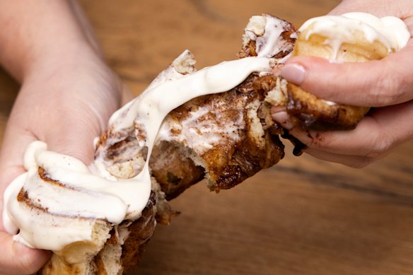 Sebby’s scrolls are generously slathered with icing.