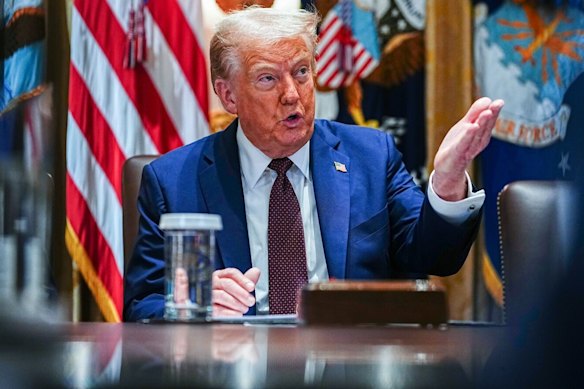US President Donald Trump during a cabinet meeting at the White House on Tuesday.