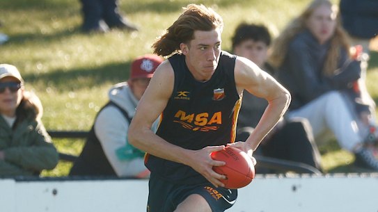 Bulldog father-son selection Jordan Croft playing for Maribyrnong College earlier this year.