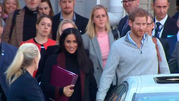 Prince Harry and Meghan Markle arrive at Sydney Airport. 