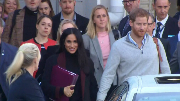Prince Harry and Meghan Markle arrive at Sydney Airport. 