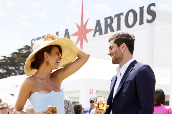 No doubts about sponsorship here ... a marquee at the 2019 Portsea Polo sponsored by beer maker Stella Artois. 