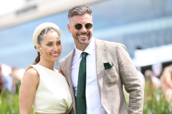 Snezana and Sam Wood at the Caulfield Cup in October 2022.