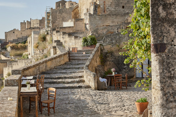 The terrace at Sextantio Le Grotte della Civita.