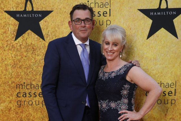 Victorian Premier Daniel Andrews with wife Cath at the Melbourne premiere of Hamilton last week.