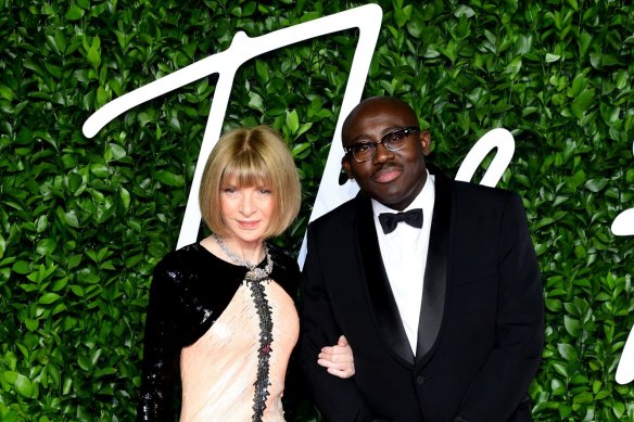 Anna Wintour and Edward Enninful attending the Fashion Awards at the Royal Albert Hall in 2019.