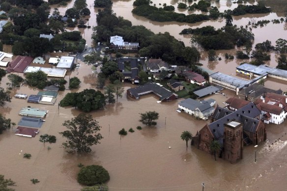 The Wilsons River in Lismore reaches its peak on February 28.