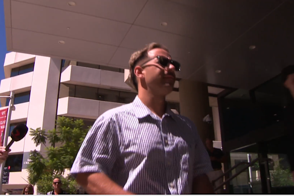 Sam Curulli outside Perth Magistrates Court on Wednesday. 