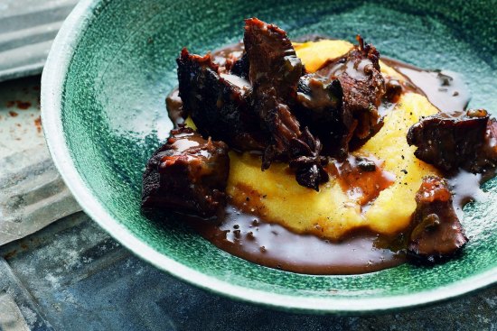 The Two-StepLow-FODMAP Diet and Recipe Book by DR SUE SHEPHERD.
Braised beef cheeks with creamy polenta