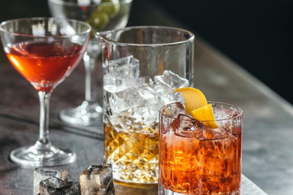 Classic cocktails at the bar.