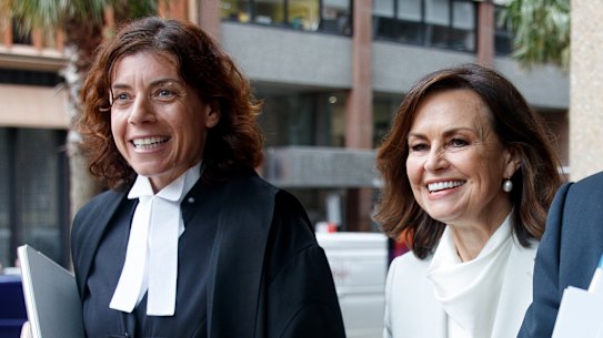 Lisa Wilkinson, right, and her barrister, Sue Chrysanthou, SC, outside the Federal Court in Sydney on Wednesday.