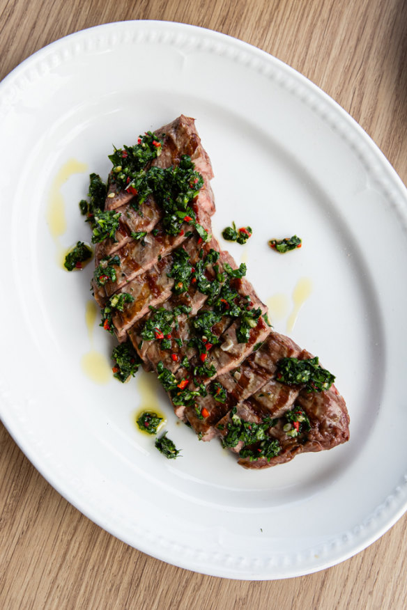 Scotch Fillet with thyme butter and chimichurri.