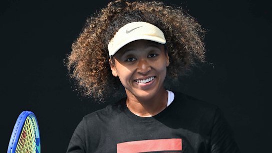 Two-time Australian Open Champion Naomi Osaka practices ahead of her match on Monday.