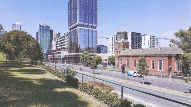 An artist's impression of  the King Street tower that was rejected. 