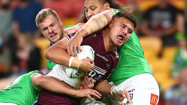 Manly’s Josh Schuster has found a home in the back row.