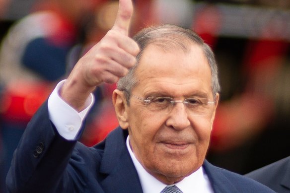 Sergei Lavrov, Russian foreign minister, at the Itamaraty Palace in Brasilia, Brazil, on Monday.