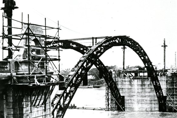 The Grey Street Bridge, pictured while under construction in 1932, was among lord mayor William Jolly’s priorities. In 1955, it was renamed in his honour. 