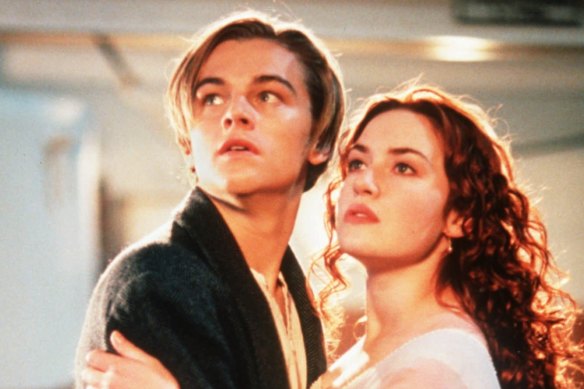 Leonardo DiCaprio and Kate Winslet in the movie Titanic.