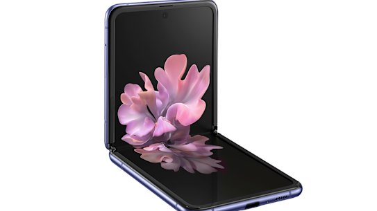 The Galaxy Z Flip can be used with the screen half-folded, laptop style, with a different app displayed on each half. 