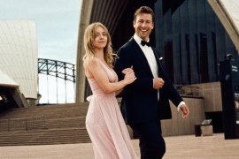 Sydney Sweeney and Glen Powell in Anyone But You.