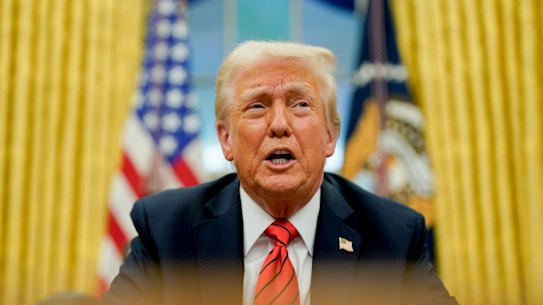 Donald Trump after signing an executive order for 25 per cent tariffs on steel and aluminium imports.