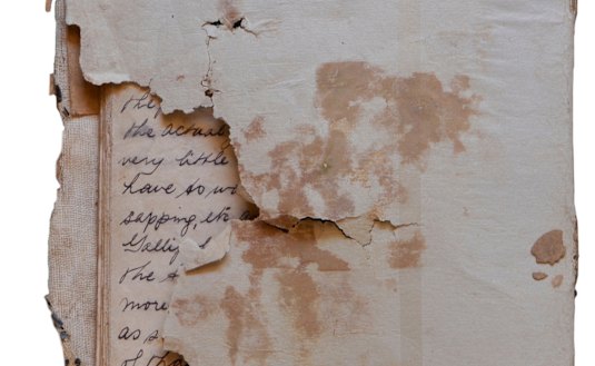 The time-worn cover of one notebooks of Philip Owen Ayton's WWI diaries.  