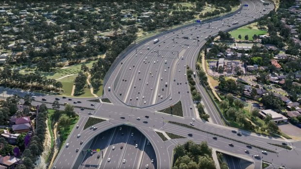 An image of what the North East link will look like.  