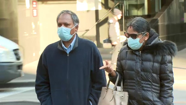 Kandasamy (left) and Kumuthini Kannan outside court last month.