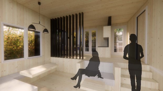 The internal design of QUT architecture student Bronwyn Horn's 50-square-metre building.