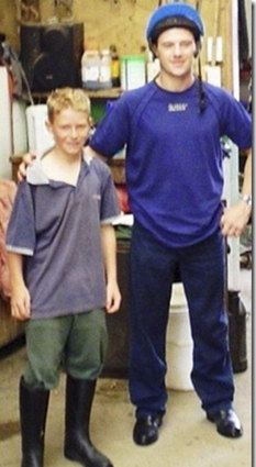 A young James McDonald with his idol Brett Prebble in 2005.