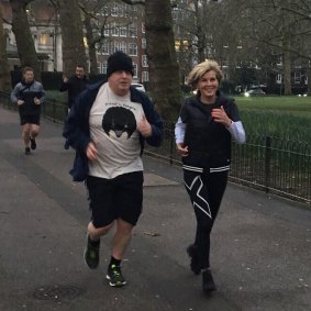 Julie Bishop and Boris Johnson enjoy a brisk jog around London in 2018.