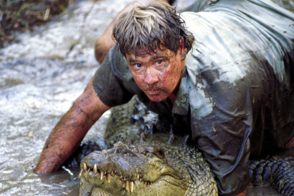 Steve Irwin tackles a 12-footer in The Crocodile Hunter: Collision Course.