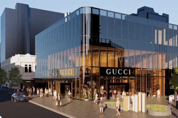 The former Bank West building in Raine Square is currently under renovation and will house Italian luxury brand Gucci. 