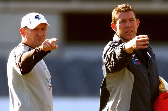 Pointing in the right direction: Craig Bradley and Brett Ratten in 2007.