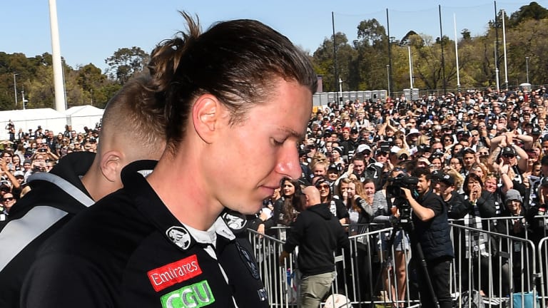 Tom Langdon at the Collingwood fan day last Sunday.
