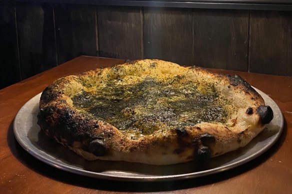 The honey, garlic and nori seaweed pizza at Tenacious in Darlinghurst.