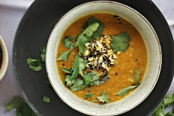 Red lentil and coconut curry.