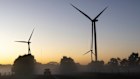Wind turbines at dawn.